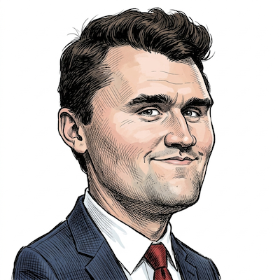 Caricature of Charlie Kirk