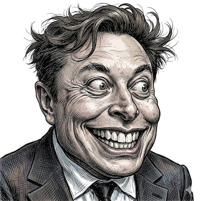 Caricature of Elon Musk