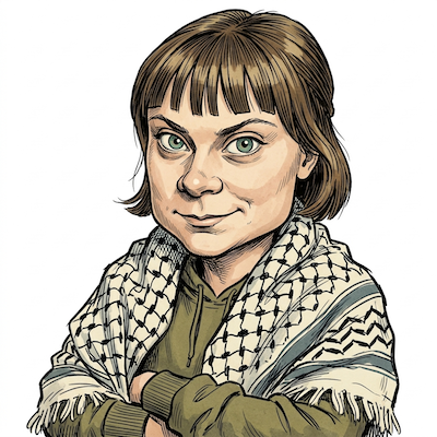 Caricature of Greta Thunberg