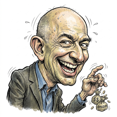 Caricature of Jeff Bezos