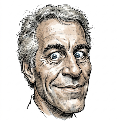 Caricature of Jeffrey Epstein