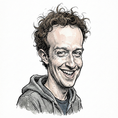 Caricature of Mark Zuckerberg